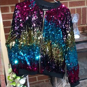 Rainbow sequin windbreaker